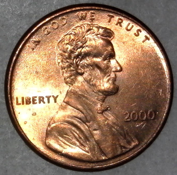 2000-P-Lincoln-Memorial-Cent-With-Nice-Column-Bar-DDR-To-The-Right